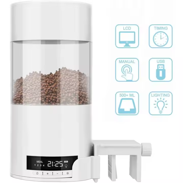 Comedero automático para acuario, alimento para peces, alimentador automático para acuario, capacidad de 500 ml, dispensador automático de alimento para peces para acuario (A) - 1