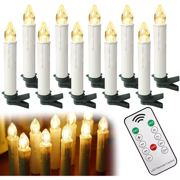 Velas LED sin llama con mando a distancia, color blanco cálido, velas eléctricas inalámbricas, con pilas, temporizador, 10 piezas - 1