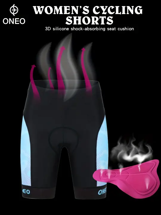 Pantalones cortos de ciclismo ONEO para mujer - Cintura alta, asiento absorbente de impactos, acolchado de silicona 3D, nailon/spandex transpirable, diseño de bloques de color para montar al aire libre, pantalones cortos de ciclista - 1