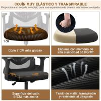Silla de Oficina Ergonómica con Soporte Lumbar, Función Basculante, Reposacabezas Ajustable, Reposabrazos y Altura Ajustables, Asiento de Malla Transpirable, Silla Giratoria para Ordenador - details 6