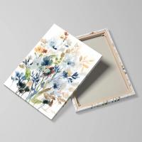 Pintura de Acuarela en Lienzo con Hojas Florales Azul Marcos JUBEER para Decoración del Hogar y Dormitorio Arte de Pared en Estilo de Mercado - details 0