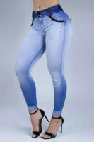 Pantalones vaqueros elásticos de cintura alta para mujer, jeans ajustados degradados, pantalones de pies pequeños - details 2