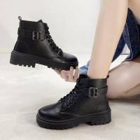 Ots de talla grande para mujer, zapatos de tacón grueso, estilo británico, hebilla de cinturón, cordones, pantalones cortos informales de terciopelo - details 1