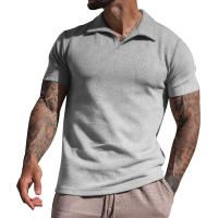 Camiseta de Verano para Hombre Polo Informal con Cuello en V Manga Corta Suelta con Gofres Gruesos - details 18