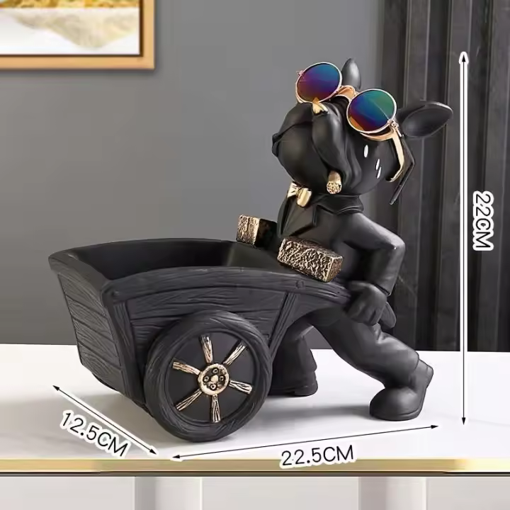 Caja de almacenamiento de estatua de perro, escultura artística de resina Animal, decoración del hogar, adorno de estudio - 1