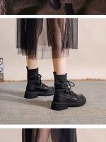Botas Martin de cuero suave real, botas delgadas de verano para mujer, nuevas botas de plataforma para mujer, botas de primavera y otoño, botas individuales negras, botas cortas - details 10