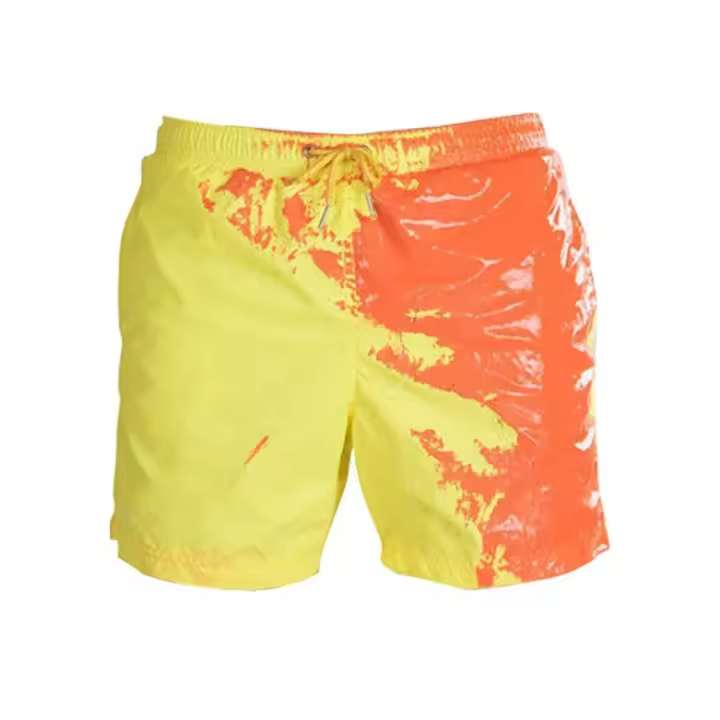 Pantalones cortos de playa que cambian de color al agua, bañadores de estilo caliente que cambian de color, sensación cálida - 1