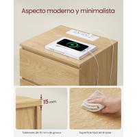 Mesita de Noche Moderna Blanca Nube LET631W14 Estación de Carga, Mesa Auxiliar con 3 Cajones, 2 Tomas AC, 2 Puertos USB - details 32
