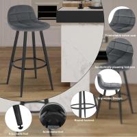 Sillas de Cocina Altas de Terciopelo Estilo Bar con Resalto y Reposapiés Altura del Asiento 70cm - details 3