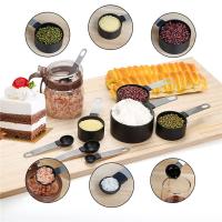 Tazas medidoras con cabezal de plástico, mango de acero inoxidable para medir ingredientes líquidos secos, cucharada precisa, 8 piezas por juego - details 6