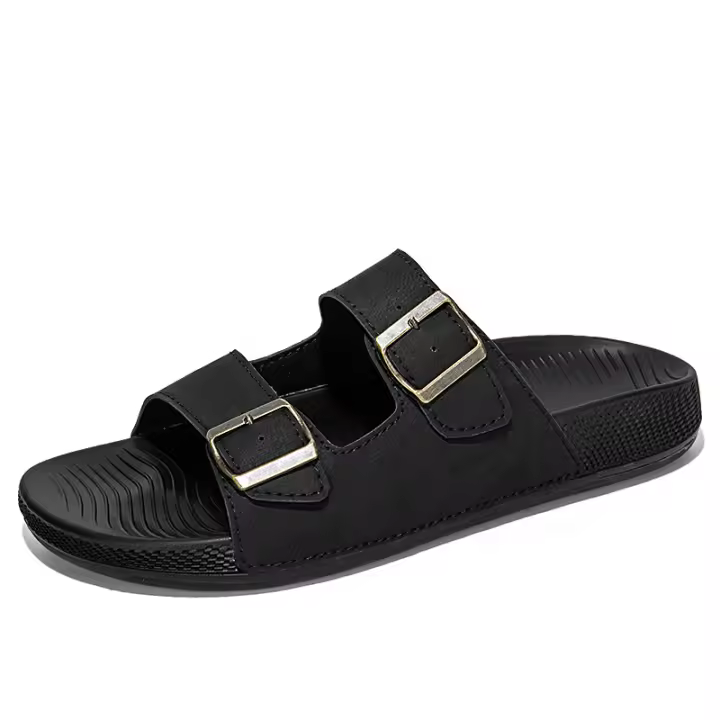 Nuevas sandalias cómodas de verano para hombre, zapatillas de exterior con suela gruesa y hebilla de cinturón, zapatillas de casa de exterior con suela gruesa para hombre - 1
