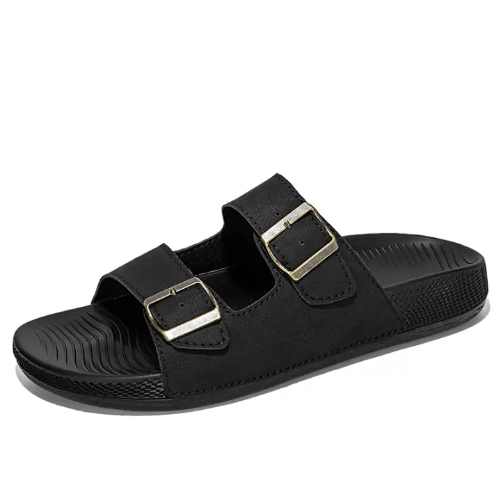 Nuevas sandalias cómodas de verano para hombre, zapatillas de exterior con suela gruesa y hebilla de cinturón, zapatillas de casa de exterior con suela gruesa para hombre - 1