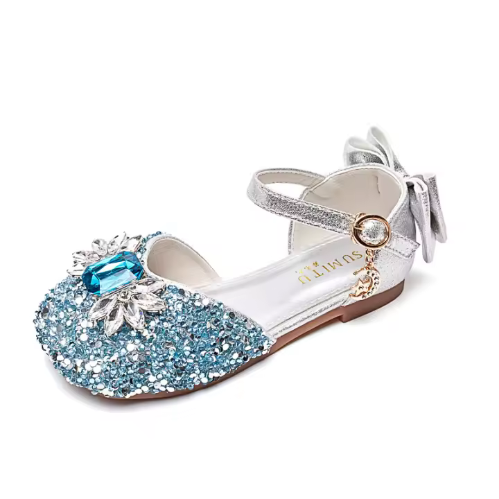 Nuevos zapatos plateados de cristal con suela blanda Baotou, zapatos de niña con diamantes de imitación, zapatos de rendimiento. - 1