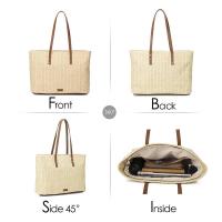 Un bolso vintage de gran volumen en tela de color trigo. Bolso de un hombro para ir al trabajo. Mochila de lujo de alta gama. - details 1
