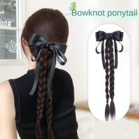 Estilo de Ballet, cola de caballo con lazo negro, extensión de cabello trenzado de boxeo, peluca de cola de poni, peluca trenzada de giro largo Natural para mujer - details 2