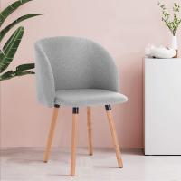 Silla de Comedor Nórdica Ergonómica con Resalto y Brazos Tapizada en Lino Madera para Patas - details 10