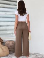 Pantalones sueltos y cómodos de pierna recta, pantalones de mujer con cintura elástica para - details 20