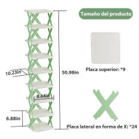 Zapatero de plástico de 9 niveles que ahorra espacio, plegable y desmontable para el hogar, dormitorios y oficinas, organizador apilable - details 5