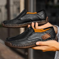Zapatos De Cuero Hechos a Mano Para Hombre Mocasines Casuales Cómodos Zapatos Planos Para Exterior Caminar Talla Verdadera Para Adultos - details 20