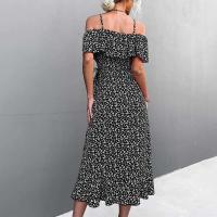 Vestido largo con tirantes y estampado floral para mujer, estilo bohemio de playa, moderno, un hombro, irregular, fresco diario - details 6