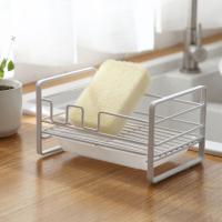 Soporte de esponja grande y resistente, estante de secado de organización eficiente y duradero, cesta de almacenamiento de cocina portátil para el hogar, Blanco/negro - details 4