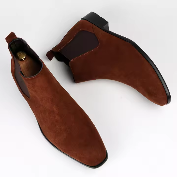 Botas Chelsea para hombre, zapatos para hombre con punta cuadrada pequeña, botines cortos para hombre de moda versátil. - 1