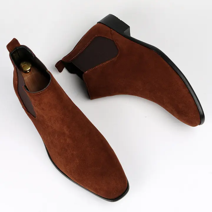 Botas Chelsea para hombre, zapatos para hombre con punta cuadrada pequeña, botines cortos para hombre de moda versátil. - 1