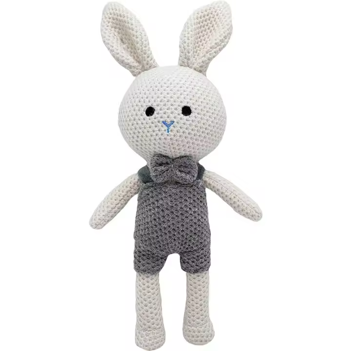 Peluche de Conejo de Punto Muñeco de Peluche de Dibujos Animados para Bebés - 1