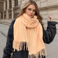 Bufanda de Cachemira de Color liso para mujer, chales gruesos y cálidos de Pashmina con borlas, manta femenina, Hijab, 2024 - details 23