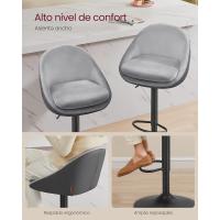 Taburete de bar, juego de 2, taburete de barra, regulable en altura, giratorio 360 ° Silla de cocina con respaldo, base, reposapiés, acero, para mostrador, comedor, blanco - details 17