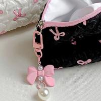 Organizador de maquillaje con lazo colgante, bolsa de cosméticos con cremallera de estilo coreano, bolsa de maquillaje Balletcore, monedero de gran capacidad para estudiante - details 8