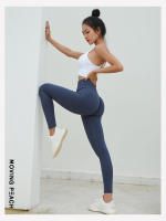 Pantalones largos ajustados de Yoga para mujer, mallas para correr a la moda, color melocotón móvil - details 28