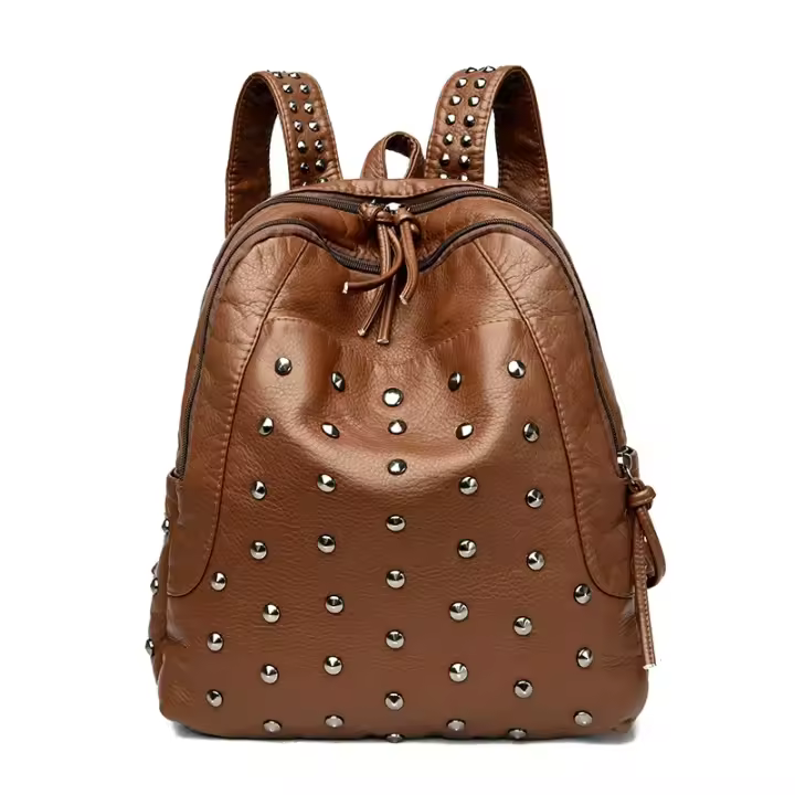 Mochipa De Cuero de gran capacidad para Mujer, Morral de lujo con diseño de Remaches, Bolso de hombre de alta calidad - 1