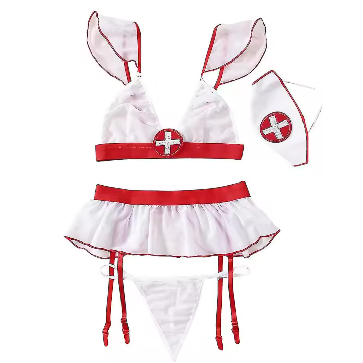 Lencería sexy uniforme de enfermera ángel blanco ropa de coqueteo para mujer uniforme tentación productos para adultos - 1