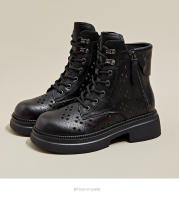Botas de Cuero Martin para Mujer 2025 Estilo Coreano Zapatos Casuales con Cordones - details 11