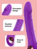 Consolador vibrador de empuje 2 en 1, vibrador femenino para punto G, consoladores anales de silicona suave, Juguetes sexuales con 10 vibraciones, 3 modos de empuje - details 2