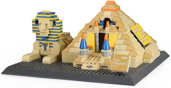 Gran juego de construcción de la pirámide de Giza y esfinge Egipto (643 piezas), juguetes de bloques de construcción de arquitectura, regalos de modelo de decoración del hogar para niños y adultos - 1