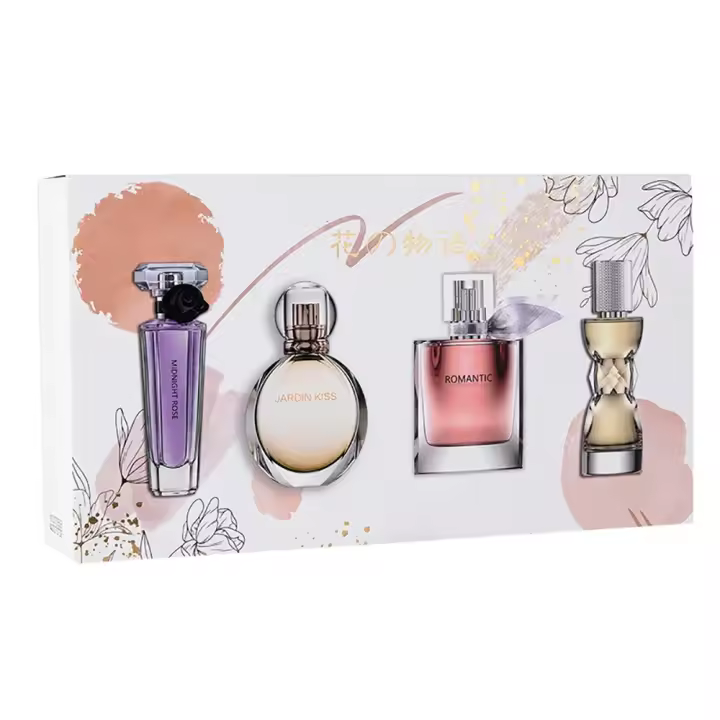 Caja de regalo, conjunto de cuatro piezas, Perfume para mujer, fragancia duradera, Spray corporal, aroma Floral, feromonas, Eau De Parfum, Colonia, 105ml - 1