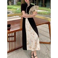 Vestido elegante de talla grande para mujer, nuevo estilo, Cheongsam mejorado, pintura de tinta Oriental, verano - details 29