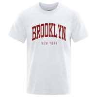 Camiseta de algodón estampada de Brooklyn de Nueva York, ropa de verano transpirable, camiseta holgada informal para hombres - details 15