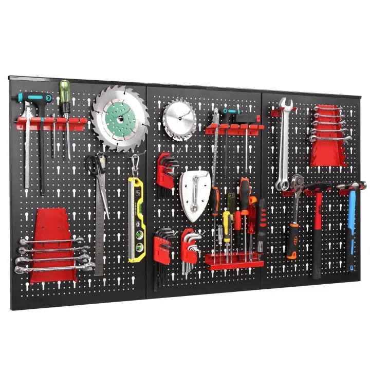 Tablero organizador de pared para garaje, Kit de almacenamiento de herramientas, tablero de Metal de 120x60cm, 17 piezas, accesorios para banco de trabajo - 1
