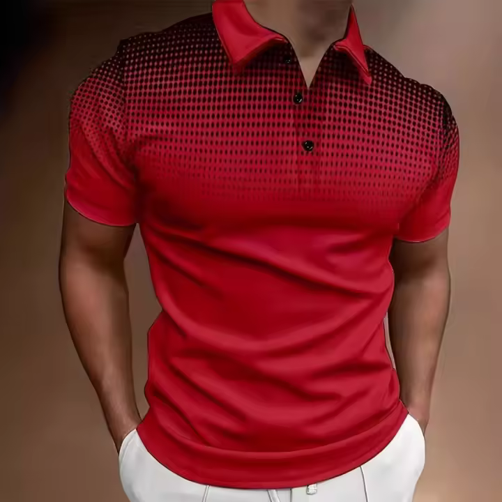 Camisa polo con botones de cambio gradual, polo deportivo para hombre - 1