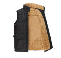 Chaquetas sin mangas de lana con cuello levantado y acolchado cálido para hombre, rompedores gruesos, otoño e invierno - details 2