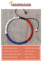 Pulsera de Piedra Natural de 4mm Diseño de Bandera Nacional Joyería de Pareja - details 2