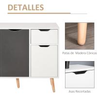 Aparador para Salón con 3 Puertas y Cajón Mueble Auxiliar para Salón Cocina Dormitorio 90x30x72 cm Blanco y Natural - details 14