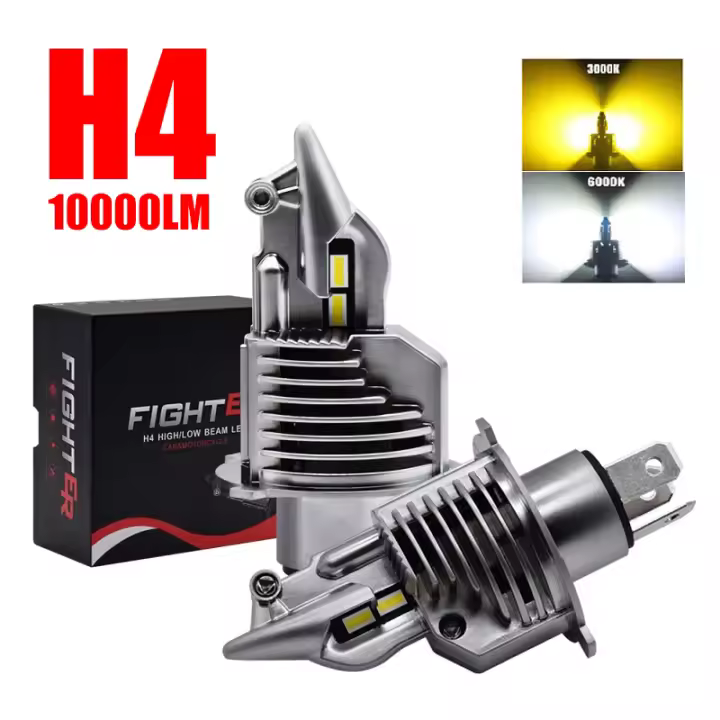 Faros LED H4 para motocicleta y coche, bombillas de doble color de luz de carretera, 6000K, amarillo, 3000K, 9003 HB2, impermeables, 2 unidades - 1