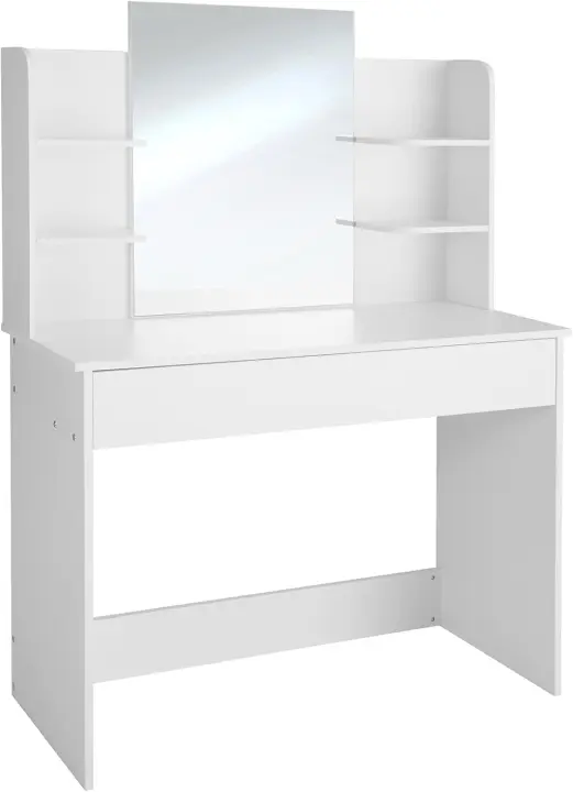 tocador de Maquillaje, Estilo Vintage, Espejo Giratorio, Taburete Acolchado, 4 cajones, Elegante, Muebles Dormitorio, tocador con Espejo, Espejo Maquillaje, tocadores de Maquillaje - Blanco - 1
