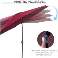 Parasol de Jardín con Manivela Ø295x250 cm Inclinable y Desmontable de Metal para Balcón, Piscina, Patio - details 12