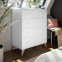 Comoda con 4 Cajones, para Dormitorio, Modelo Dulce, Acabado en Color Blanco Artik, Medidas: 77,5 cm (Ancho) x 95 cm (Alto) x 40 cm (Fondo) - details 1