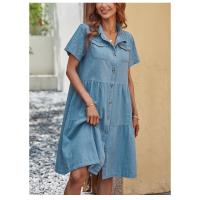 Vestido de mezclilla de manga corta para mujer, vestidos de moda de verano - details 3